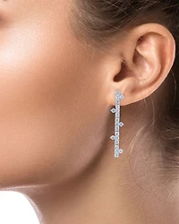 Cubic Zirconia Bar Linear Drop Earrings