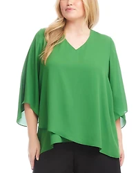 Plus Bracelet Sleeve Asymmetric Top
