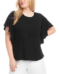 Plus Flutter Sleeve Crewneck Top
