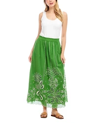 Cutout Embroidery Midi Skirt