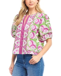 Puff Sleeve Button Front Top