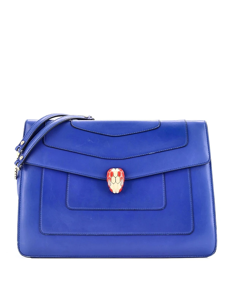 Pre-Owned Bvlgari Large Serpenti Forever Double Flap Shoulder Bag Leather