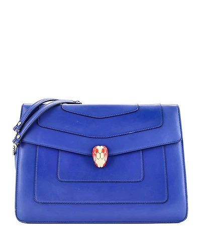 Pre-Owned Bvlgari Large Serpenti Forever Double Flap Shoulder Bag Leather