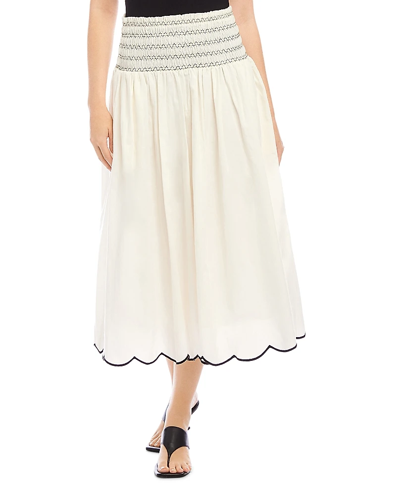 Fifteen Twenty Elsa Smocked Waist Midi Skirt