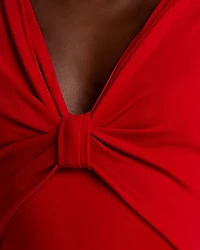 V Neck Ruched Column Dress
