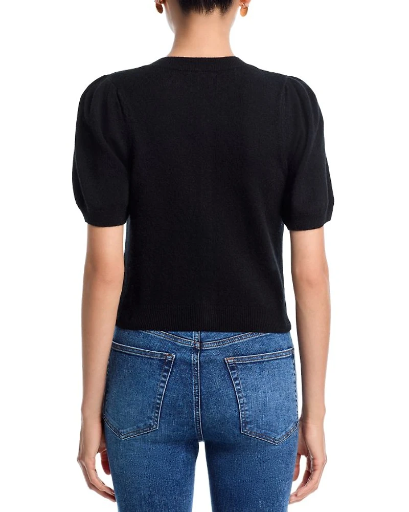 Cashmere Short Puff Sleeve Cardigan - Exclusive