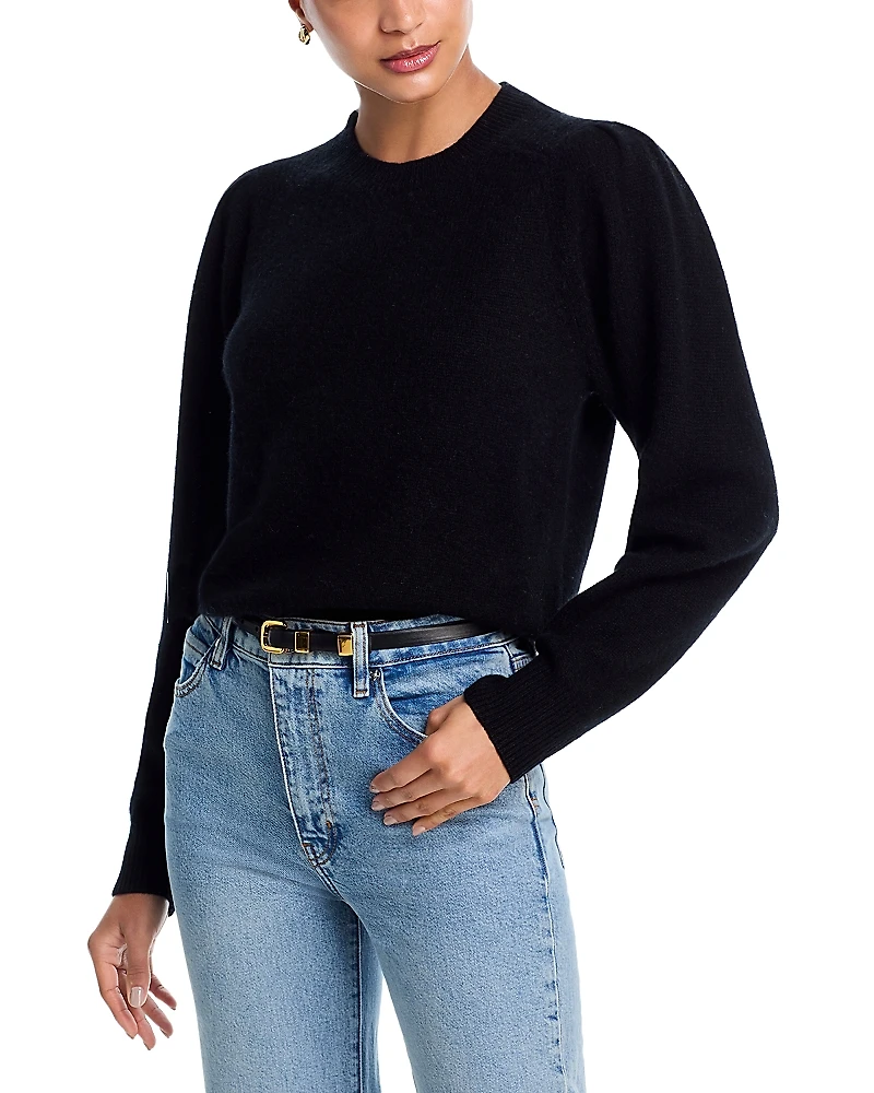 Aqua 100% Cashmere Puff Sleeve Sweater - Exclusive