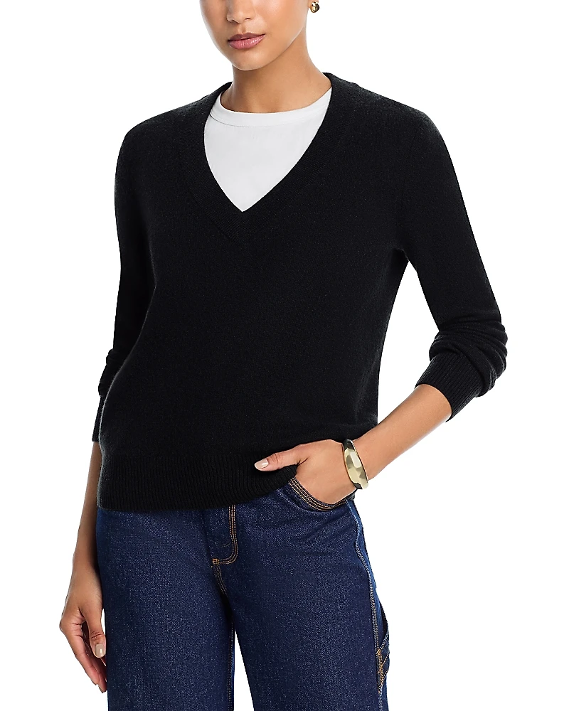 Aqua 100% Cashmere V Neck Sweater - Exclusive