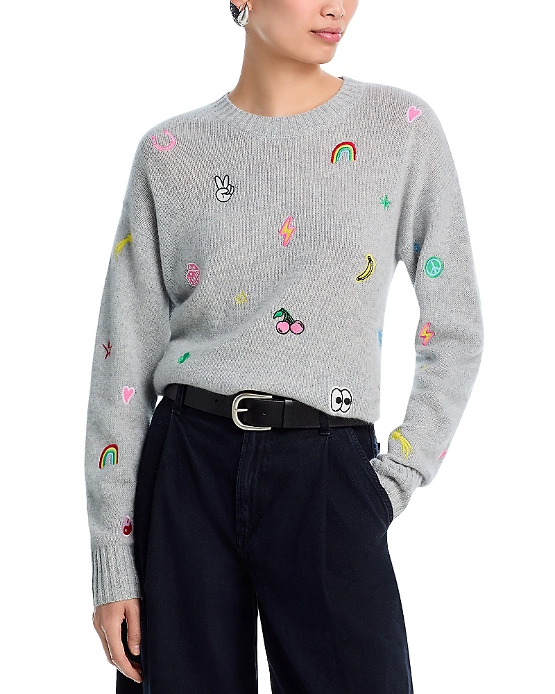 Aqua 100% Cashmere Icons Crewneck Sweater - Exclusive