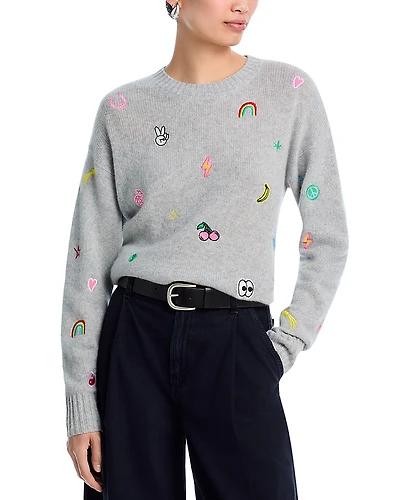 Aqua 100% Cashmere Icons Crewneck Sweater - Exclusive