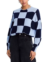 Check Pattern Brushed Cashmere Sweater - Exclusive