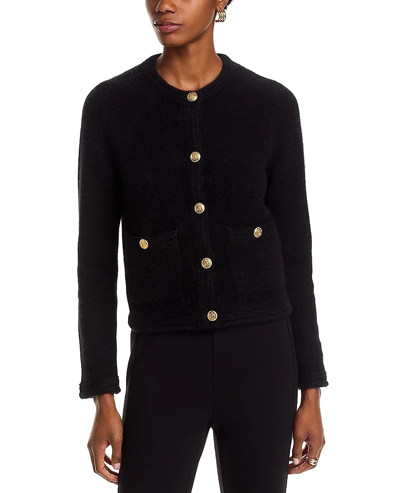 C by Bloomingdale's Cashmere Chevron Trim Cardigan - Exclusive