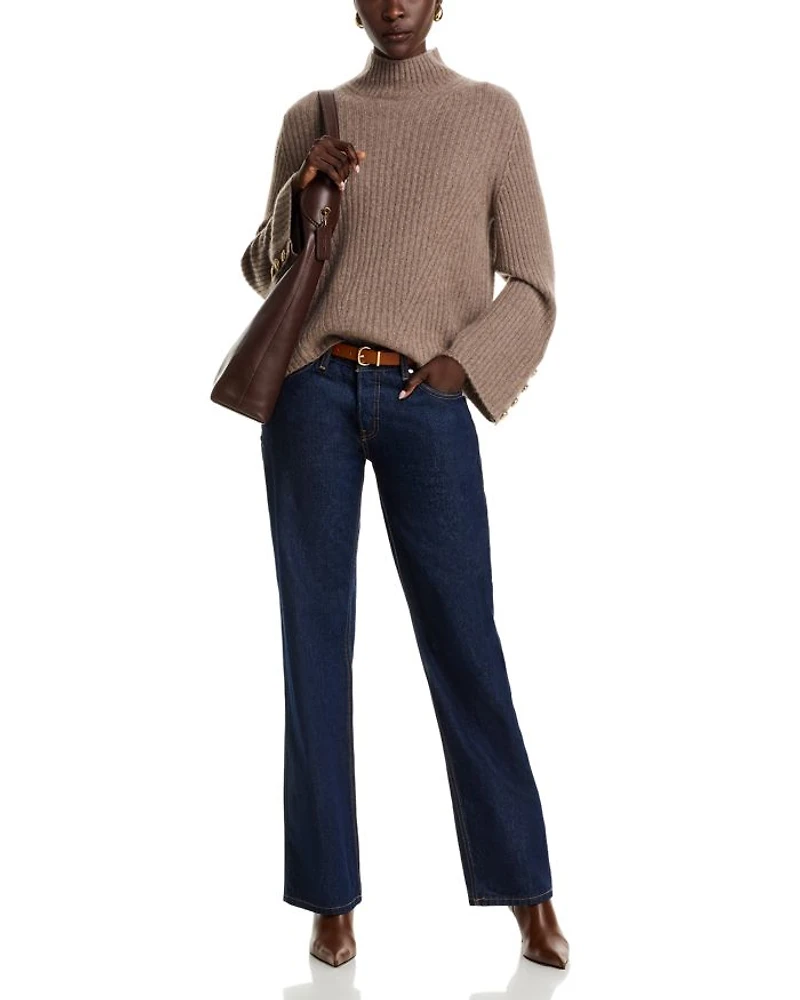 Rib Knit Bell Sleeve Turtleneck Sweater - Exclusive