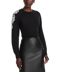 C by Bloomingdale's Cashmere Embellished Embroidered Floral Crewneck Sweater - Exclusive