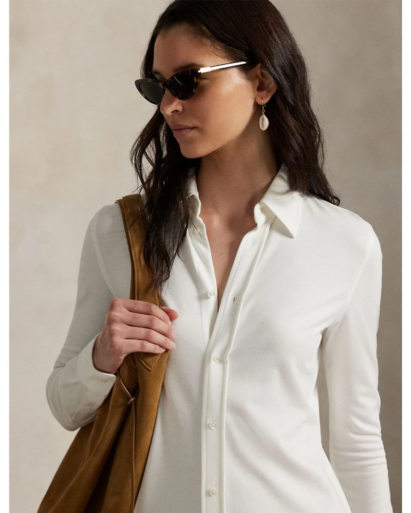 Buttoned Ponte Maxi Shirtdress