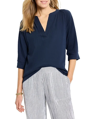 Crinkled Knit Cafe Top