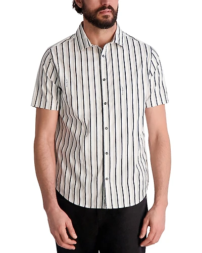 Karl Lagerfeld Striped Paris Short Sleeve Logo Shirt