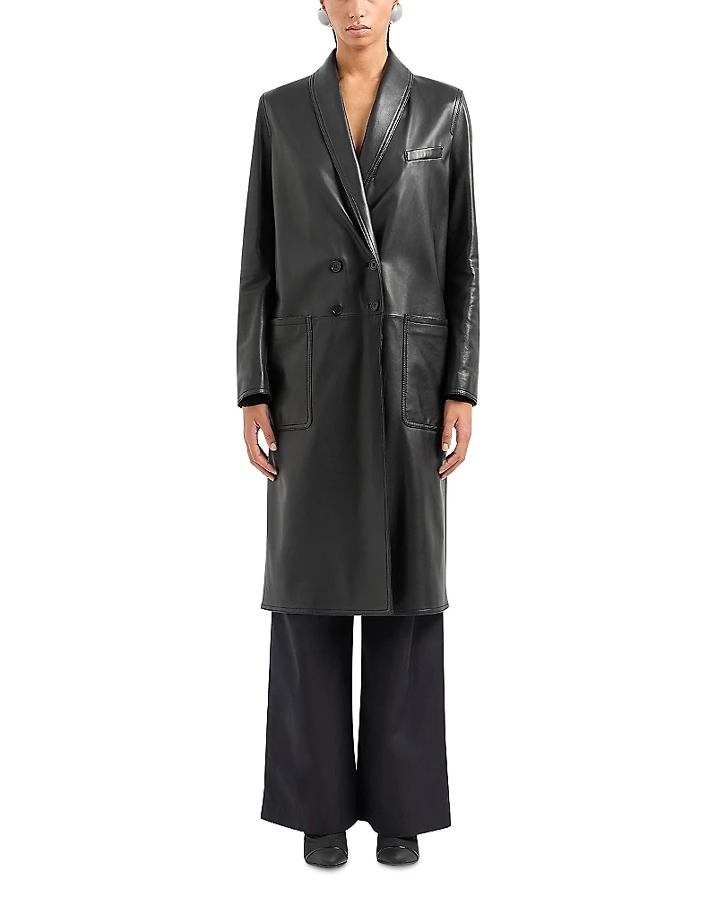 Emporio Armani Leather Midi Coat