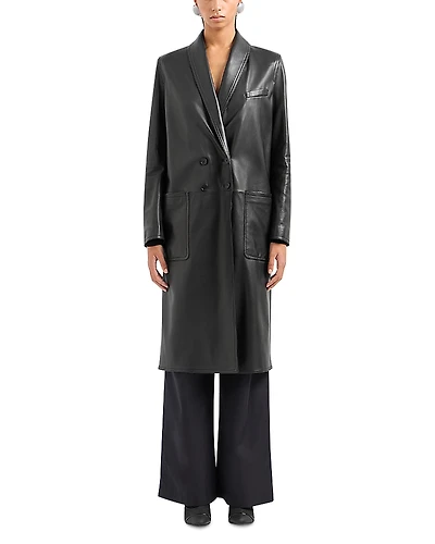Emporio Armani Leather Midi Coat