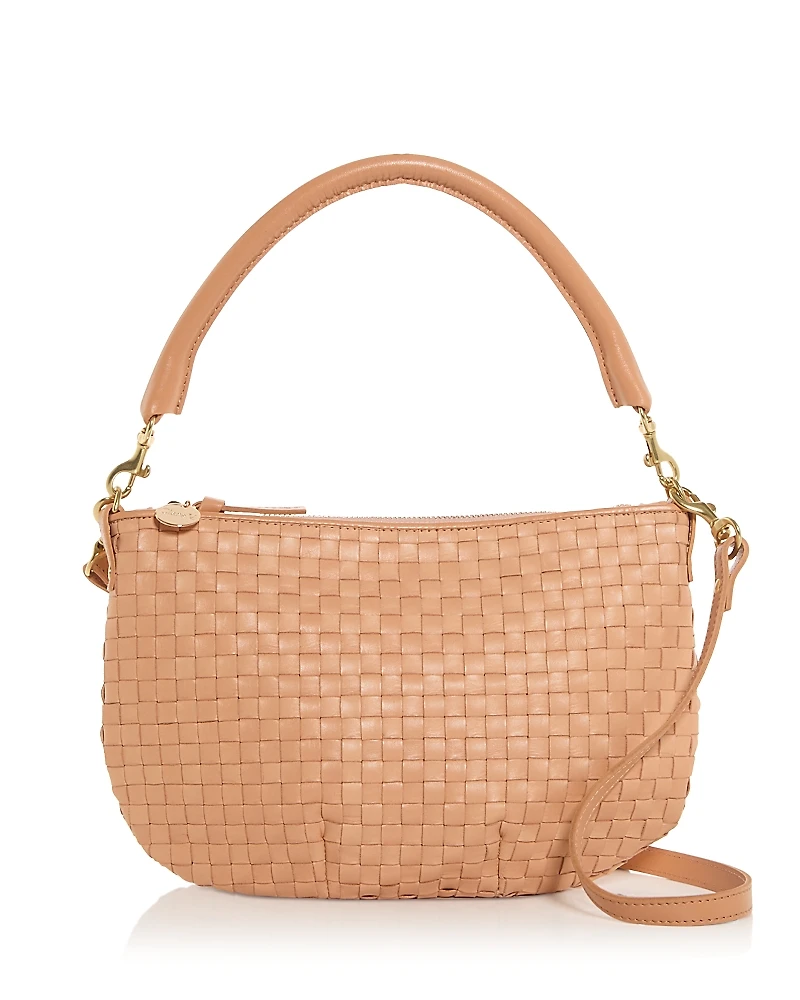 Clare V. Petit Moyen Woven Leather Messenger Bag