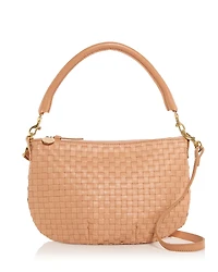 Clare V. Petit Moyen Woven Leather Messenger Bag