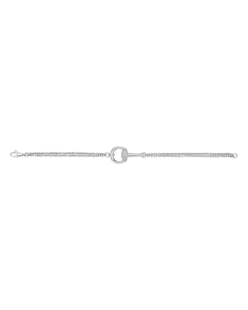18K White Gold Diamond Horsebit Bracelet
