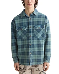 Scotch & Soda Regular Fit Washed Denim Check Shirt Jacket