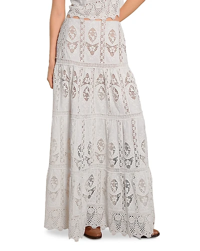 Johanna Ortiz Highlighted Fields Scalloped Lace Maxi Skirt