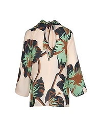 Johanna Ortiz Silk Drum Beats Tie Neck Top