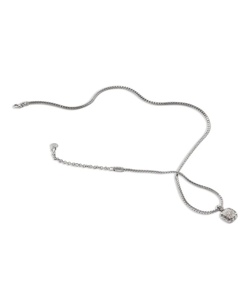 Sterling Silver Diamond Pavé Carved Chain Necklace, 16-18"