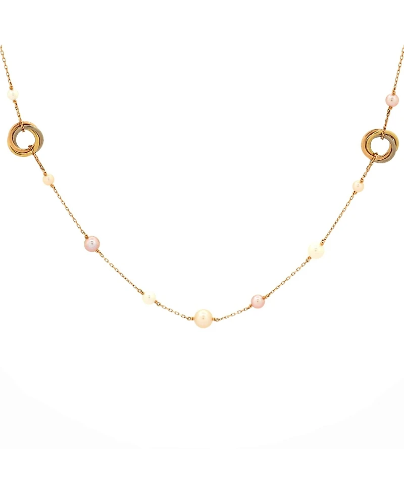 Pre-Owned Cartier Trinity Station Long Necklace 18K Tricolor Gold with Pearls