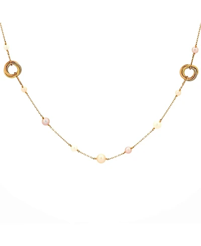 Pre-Owned Cartier Trinity Station Long Necklace 18K Tricolor Gold with Pearls