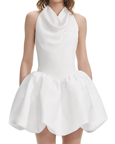 Self-Portrait White Halter Neck Mini Dress