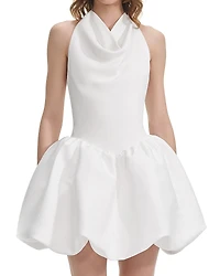 Self-Portrait White Halter Neck Mini Dress