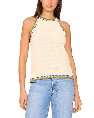 Vince Camuto Pointelle Halter Tank Top