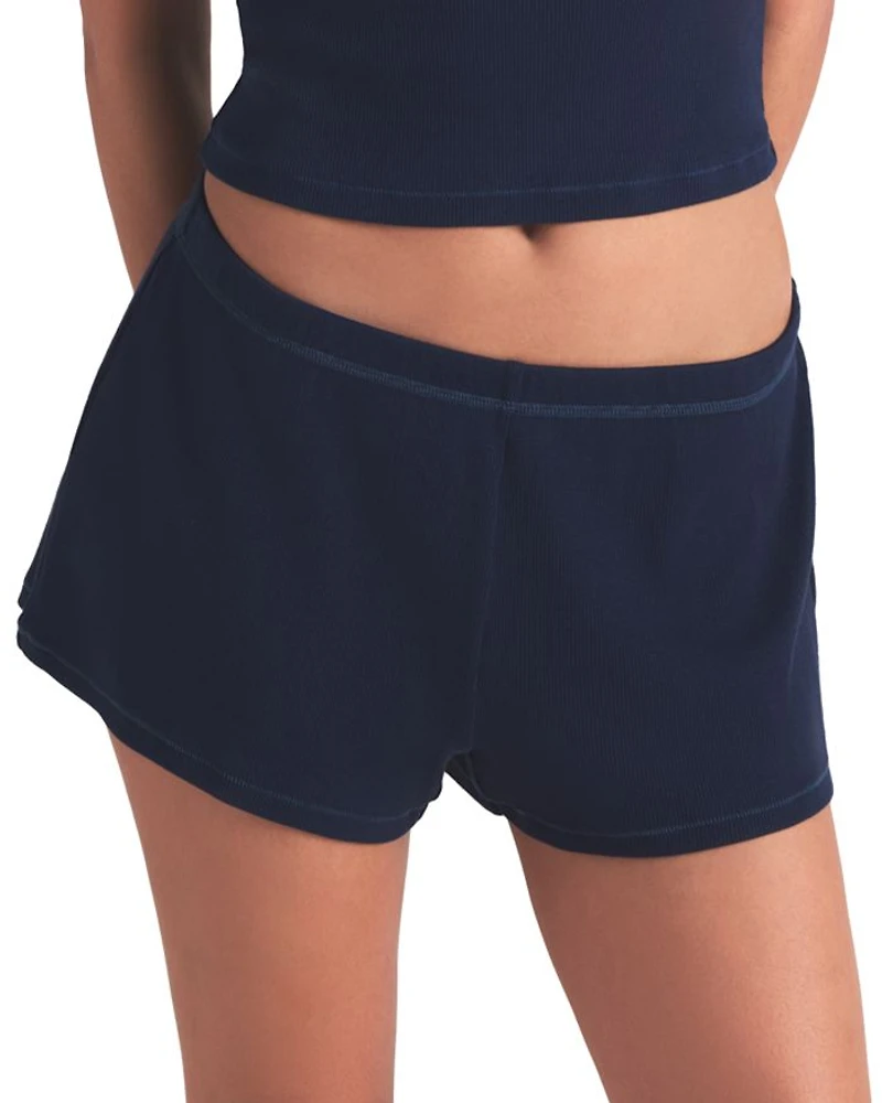 Cotton Stretch Rib Loose Shorts