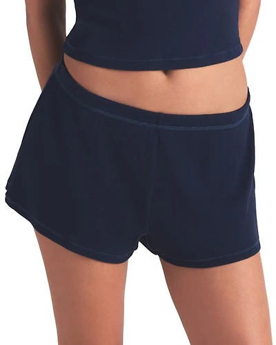 Cotton Stretch Rib Loose Shorts