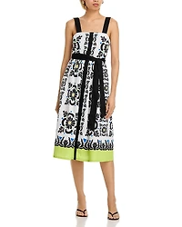 T Tahari Printed Square Neck Midi Dress