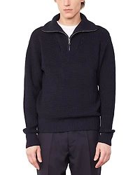 Officine Generale Tarek Textured Quarter Zip Sweater
