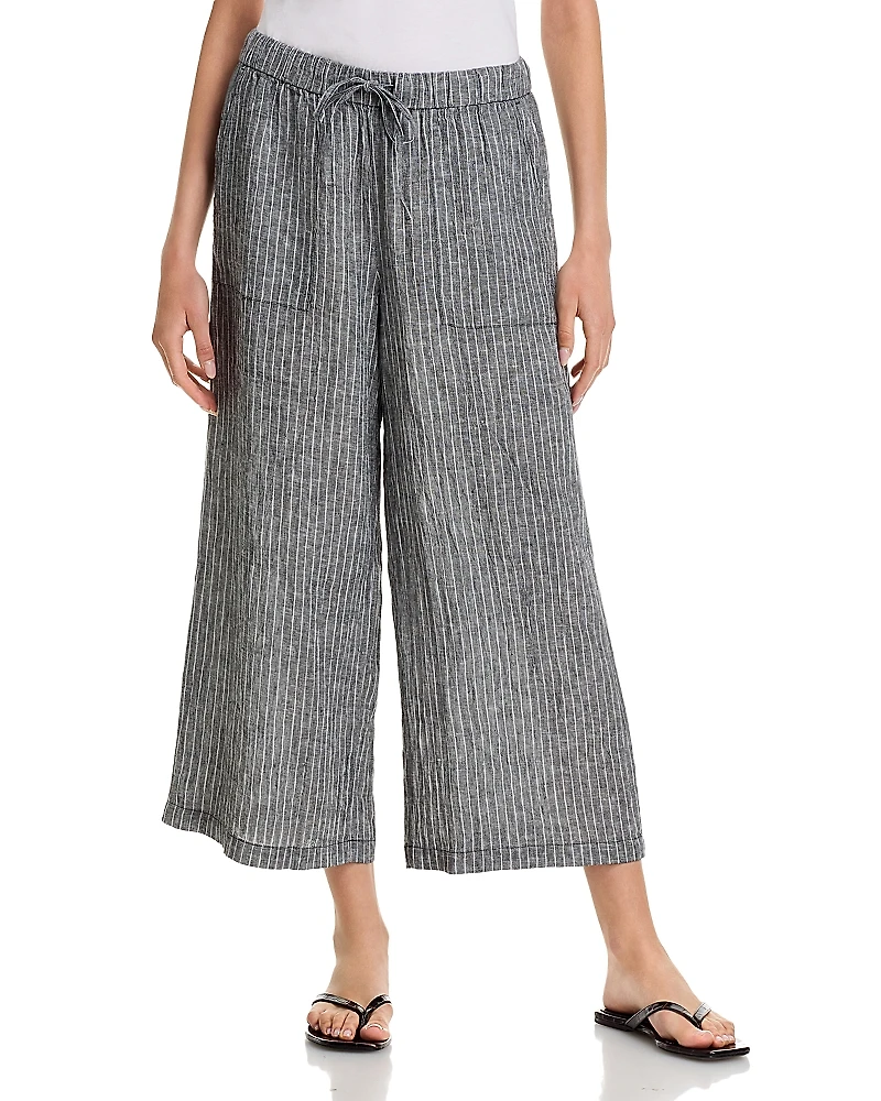 Eileen Fisher Linen Cropped Wide Leg Pants