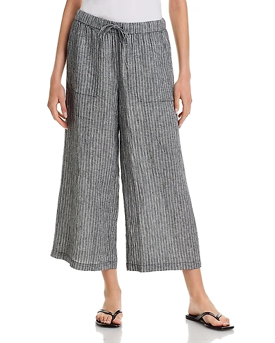 Eileen Fisher Linen Cropped Wide Leg Pants