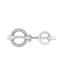 Pre-Owned HERMES Large Filet d'Or Double Ring 18K White Gold with Diamonds