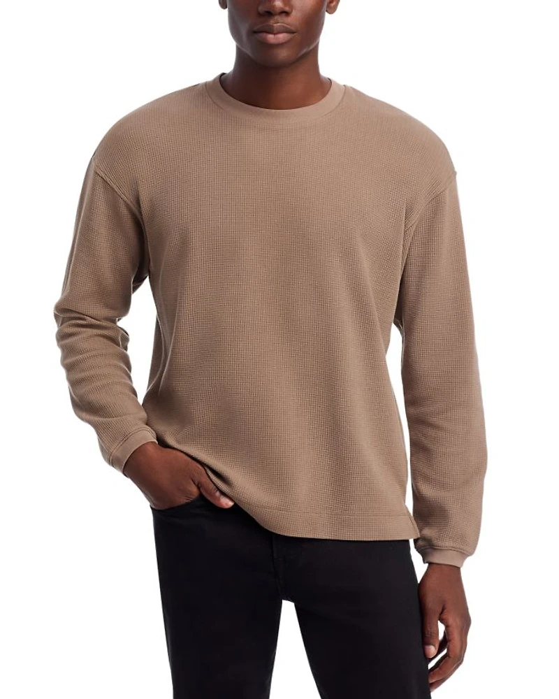 Cotton Waffle Textured Long Sleeve Tee