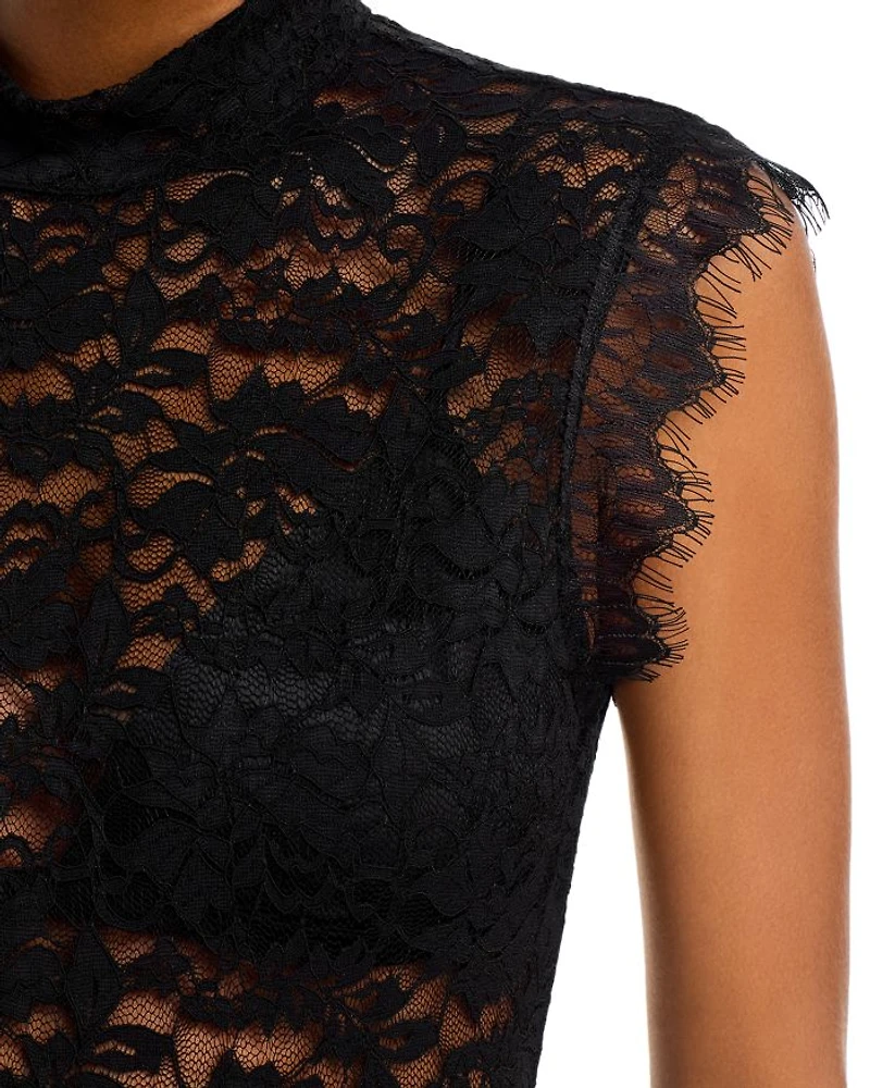 Mock Neck Lace Tank Top