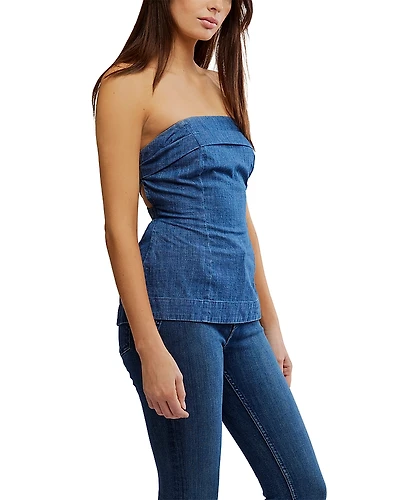 Free People Lora Denim Tube Top