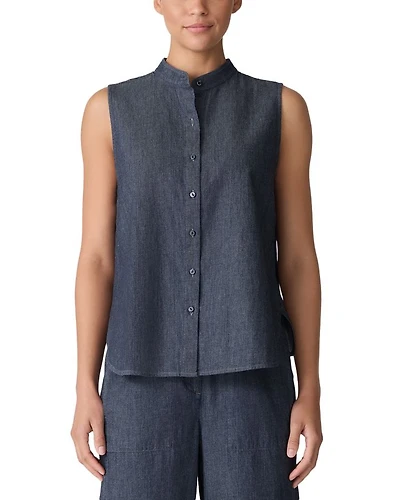 Mandarin Collar Sleeveless Shirt