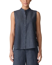 Eileen Fisher Mandarin Collar Sleeveless Shirt