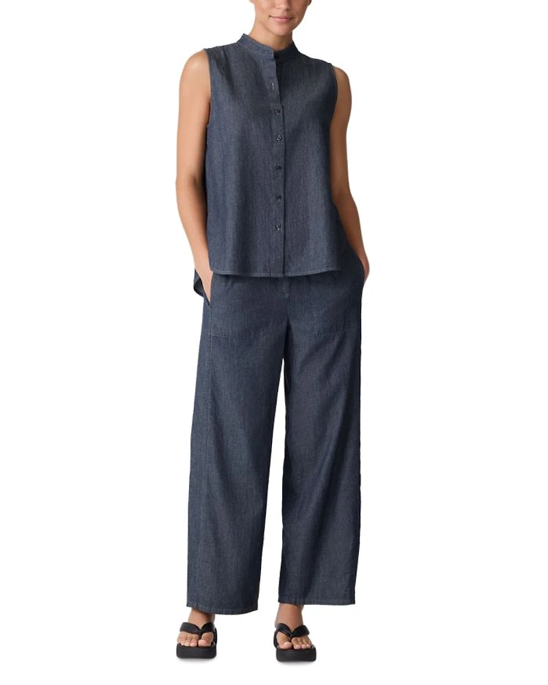 Mandarin Collar Sleeveless Shirt