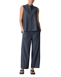 Mandarin Collar Sleeveless Shirt