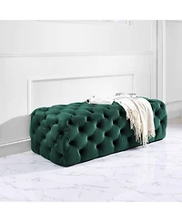 Kaylee Velvet Ottoman in Green